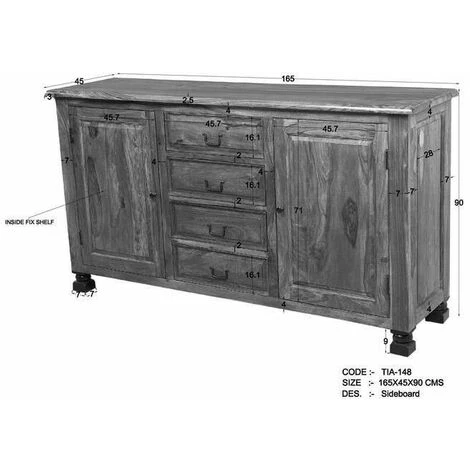 MASSIVMOEBEL24.DE Buffet 165x45 Palissandre Laqué Brun NEW BOSTON #210 - Brun 4 MASSIVMOEBEL24.DE Buffet 165x45 Palissandre Laqué Brun NEW BOSTON #210 - Brun – Image 4