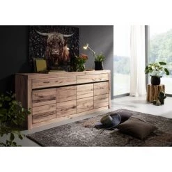 MASSIVMOEBEL24.DE Buffet 202x45 Chênes Sauvage Et Lombard Huilé Bianco MONTREUX #211 - Brun Clair