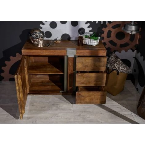 MASSIVMOEBEL24.DE Buffet 115x45 Manguier Laqué Brun AMSTERDAM #09 - Brun 3 MASSIVMOEBEL24.DE Buffet 115x45 Manguier Laqué Brun AMSTERDAM #09 - Brun – Image 3