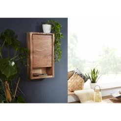 MASSIVMOEBEL24.DE Meuble à Suspendre 40x20 Acacia Laqué Bois Naturel PURE ACACIA #612 - Nature