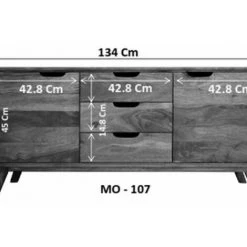 MASSIVMOEBEL24.DE Buffet 134x40 Palissandre Laqué Noisette MALMÖ 2 #107 - Brun -Buffet et enfilade Soldes 43600748 4