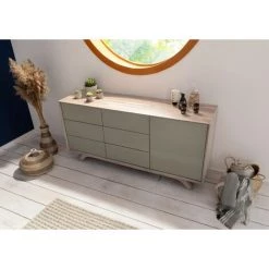 MASSIVMOEBEL24.DE Buffet 165x45 Acacia Laqué Brun Crême TROMSO #008 - Brun -Buffet et enfilade Soldes 43600849 2