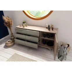 MASSIVMOEBEL24.DE Buffet 165x45 Acacia Laqué Brun Crême TROMSO #008 - Brun -Buffet et enfilade Soldes 43600849 3