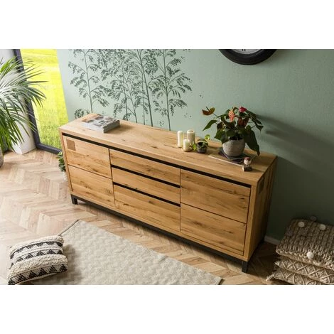 MASSIVMOEBEL24.DE Buffet 190x45 Chêne Sauvage Huilé Bois Naturel VILLANDERS #151 - Nature 2 MASSIVMOEBEL24.DE Buffet 190x45 Chêne Sauvage Huilé Bois Naturel VILLANDERS #151 - Nature – Image 2
