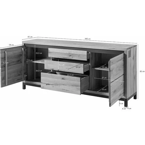 MASSIVMOEBEL24.DE Buffet 190x45 Chêne Sauvage Huilé Bois Naturel VILLANDERS #151 - Nature 5 MASSIVMOEBEL24.DE Buffet 190x45 Chêne Sauvage Huilé Bois Naturel VILLANDERS #151 - Nature – Image 5