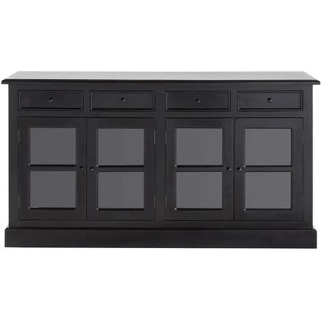 BOIS DESSUS BOIS DESSOUS Buffet En Bois D'acajou 4 Tiroirs 2 Placards - Noir 2 BOIS DESSUS BOIS DESSOUS Buffet En Bois D'acajou 4 Tiroirs 2 Placards - Noir – Image 2