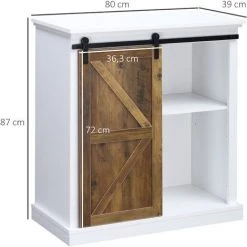 HOMCOM Buffet Bahut Vaisselier étagère Porte à Galandage Métal Noir MDF Aspect Bois Veinage Et Blanc - Blanc 7 HOMCOM Buffet Bahut Vaisselier étagère Porte à Galandage Métal Noir MDF Aspect Bois Veinage Et Blanc - Blanc -Buffet et enfilade Soldes 44066219 3