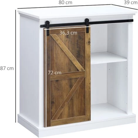 HOMCOM Buffet Bahut Vaisselier étagère Porte à Galandage Métal Noir MDF Aspect Bois Veinage Et Blanc - Blanc 3 HOMCOM Buffet Bahut Vaisselier étagère Porte à Galandage Métal Noir MDF Aspect Bois Veinage Et Blanc - Blanc – Image 3