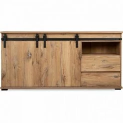 AUTRES Buffet Coulissantes - Chene - Style Campagne - 2 Portes - MANZANO - L 180 X P 40 X H 87 Cm -Buffet et enfilade Soldes 44148521 2