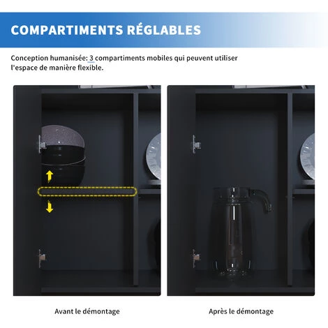 SIRHONA Rangement Table Console Meuble De Rangement Pour Entrée Chambre Salon Buffet 3 Portes, Buffet Avec 16 Lumières LED - Noir 116x35x93 Cm 3 SIRHONA Rangement Table Console Meuble De Rangement Pour Entrée Chambre Salon Buffet 3 Portes, Buffet Avec 16 Lumières LED - Noir 116x35x93 Cm – Image 3