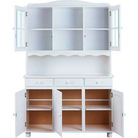 LES TENDANCES Vaisselier 5 Portes 3 Tiroirs Pin Massif Blanc Brito 130 Cm 2 LES TENDANCES Vaisselier 5 Portes 3 Tiroirs Pin Massif Blanc Brito 130 Cm – Image 2