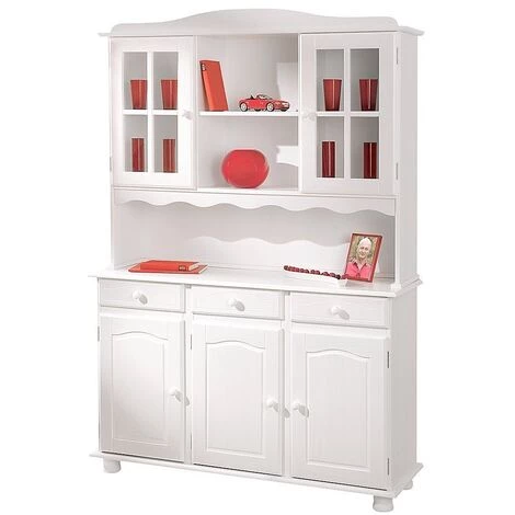 LES TENDANCES Vaisselier 5 Portes 3 Tiroirs Pin Massif Blanc Brito 130 Cm 3 LES TENDANCES Vaisselier 5 Portes 3 Tiroirs Pin Massif Blanc Brito 130 Cm – Image 3