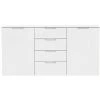 MEUBLETMOI Bahut Buffet Blanc Laqué 2 Portes, 4 Tiroirs - PURE - Blanc