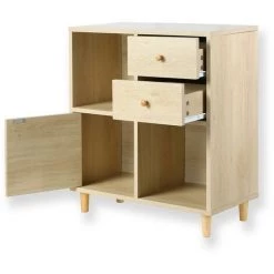 CASAME Meuble De Rangement 4 Cases 1 Porte 2 Tiroirs Effet Bois - H 67cm - Casâme - Bois -Buffet et enfilade Soldes 44462377 3