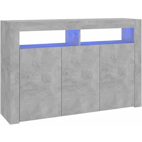 HAPPYSHOPPING Buffet Avec Lumieres LED Gris Beton 115,5x30x75 Cm 2 HAPPYSHOPPING Buffet Avec Lumieres LED Gris Beton 115,5x30x75 Cm – Image 2
