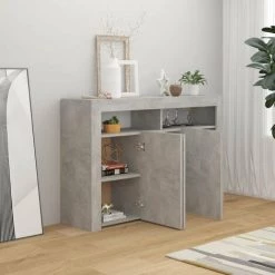 HAPPYSHOPPING Buffet Avec Lumieres LED Gris Beton 115,5x30x75 Cm 7 HAPPYSHOPPING Buffet Avec Lumieres LED Gris Beton 115,5x30x75 Cm -Buffet et enfilade Soldes 44633251 3