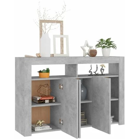 HAPPYSHOPPING Buffet Avec Lumieres LED Gris Beton 115,5x30x75 Cm 4 HAPPYSHOPPING Buffet Avec Lumieres LED Gris Beton 115,5x30x75 Cm – Image 4