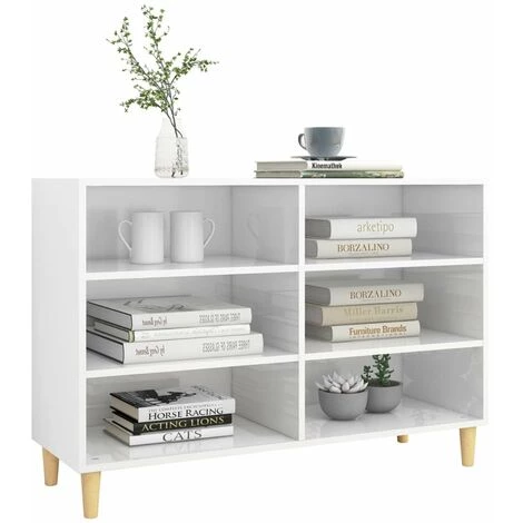 HAPPYSHOPPING Buffet Blanc Brillant 103,5x35x70 Cm Agglomere 3 HAPPYSHOPPING Buffet Blanc Brillant 103,5x35x70 Cm Agglomere – Image 3