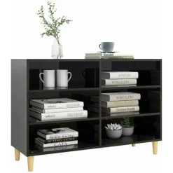 HAPPYSHOPPING Buffet Noir Brillant 103,5x35x70 Cm Agglomere 7 HAPPYSHOPPING Buffet Noir Brillant 103,5x35x70 Cm Agglomere -Buffet et enfilade Soldes 44634147 3