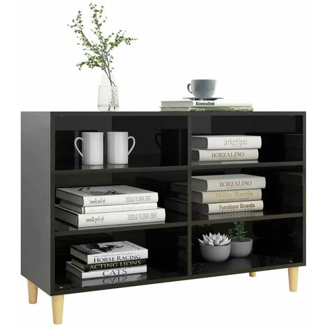 HAPPYSHOPPING Buffet Noir Brillant 103,5x35x70 Cm Agglomere 3 HAPPYSHOPPING Buffet Noir Brillant 103,5x35x70 Cm Agglomere – Image 3