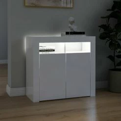 HAPPYSHOPPING Buffet Avec Lumieres LED Blanc Brillant 80x35x75 Cm 9 HAPPYSHOPPING Buffet Avec Lumieres LED Blanc Brillant 80x35x75 Cm -Buffet et enfilade Soldes 44634221 5