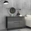 HAPPYSHOPPING Buffet Gris Brillant 104x35x70 Cm Agglomere