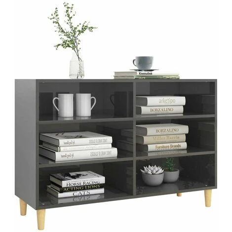 HAPPYSHOPPING Buffet Gris Brillant 103,5x35x70 Cm Agglomere 3 HAPPYSHOPPING Buffet Gris Brillant 103,5x35x70 Cm Agglomere – Image 3