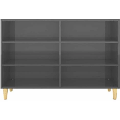 HAPPYSHOPPING Buffet Gris Brillant 103,5x35x70 Cm Agglomere 4 HAPPYSHOPPING Buffet Gris Brillant 103,5x35x70 Cm Agglomere – Image 4