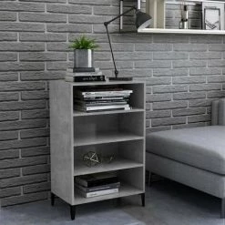 HAPPYSHOPPING Buffet Gris Beton 57x35x90 Cm Agglomere