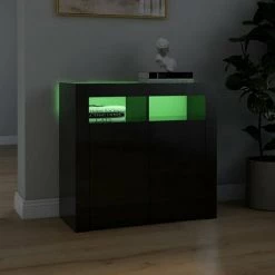 HAPPYSHOPPING Buffet Avec Lumieres LED Noir Brillant 80x35x75 Cm 8 HAPPYSHOPPING Buffet Avec Lumieres LED Noir Brillant 80x35x75 Cm -Buffet et enfilade Soldes 44634339 4