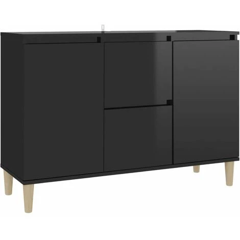 HAPPYSHOPPING Buffet Noir Brillant 103,5x35x70 Cm Agglomere 2 HAPPYSHOPPING Buffet Noir Brillant 103,5x35x70 Cm Agglomere – Image 2