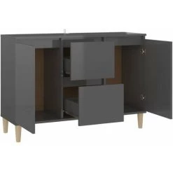 HAPPYSHOPPING Buffet Gris Brillant 103,5x35x70 Cm Agglomere -Buffet et enfilade Soldes 44634814 4