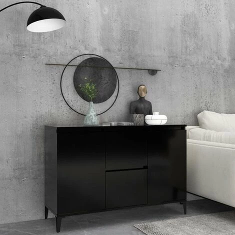 HAPPYSHOPPING Buffet Noir 104x35x70 Cm Agglomere 1 HAPPYSHOPPING Buffet Noir 104x35x70 Cm Agglomere