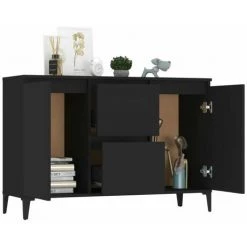 HAPPYSHOPPING Buffet Noir 104x35x70 Cm Agglomere 7 HAPPYSHOPPING Buffet Noir 104x35x70 Cm Agglomere -Buffet et enfilade Soldes 44635102 3