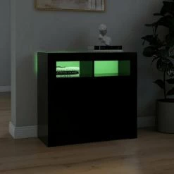 HAPPYSHOPPING Buffet Avec Lumieres LED Noir 80x35x75 Cm 8 HAPPYSHOPPING Buffet Avec Lumieres LED Noir 80x35x75 Cm -Buffet et enfilade Soldes 44635239 4