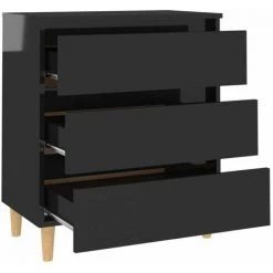 HAPPYSHOPPING Buffet Noir Brillant 60x35x69 Cm Agglomere -Buffet et enfilade Soldes 44635493 4