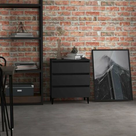 HAPPYSHOPPING Buffet Gris Brillant 60x35x69 Cm Agglomere 1 HAPPYSHOPPING Buffet Gris Brillant 60x35x69 Cm Agglomere