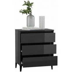 HAPPYSHOPPING Buffet Gris Brillant 60x35x69 Cm Agglomere 7 HAPPYSHOPPING Buffet Gris Brillant 60x35x69 Cm Agglomere -Buffet et enfilade Soldes 44635634 3