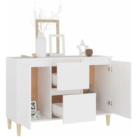 HAPPYSHOPPING Buffet Blanc 103,5x35x70 Cm Agglomere 3 HAPPYSHOPPING Buffet Blanc 103,5x35x70 Cm Agglomere – Image 3