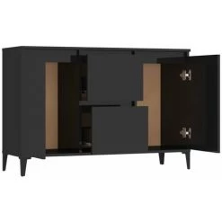 HAPPYSHOPPING Buffet Noir Brillant 104x35x70 Cm Agglomere -Buffet et enfilade Soldes 44636331 4