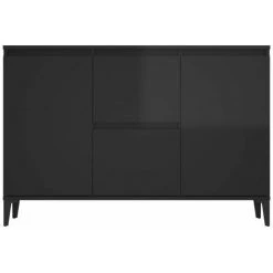 HAPPYSHOPPING Buffet Noir Brillant 104x35x70 Cm Agglomere -Buffet et enfilade Soldes 44636331 5