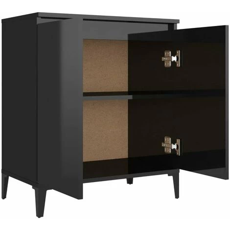 HAPPYSHOPPING Buffet Noir Brillant 60x35x70 Cm Agglomere 4 HAPPYSHOPPING Buffet Noir Brillant 60x35x70 Cm Agglomere – Image 4
