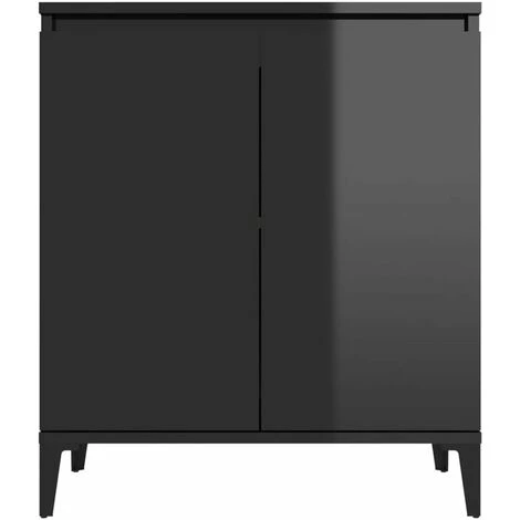 HAPPYSHOPPING Buffet Noir Brillant 60x35x70 Cm Agglomere 5 HAPPYSHOPPING Buffet Noir Brillant 60x35x70 Cm Agglomere – Image 5