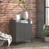 HAPPYSHOPPING Buffet Gris Brillant 60x35x70 Cm Agglomere