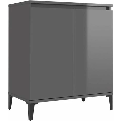 HAPPYSHOPPING Buffet Gris Brillant 60x35x70 Cm Agglomere 2 HAPPYSHOPPING Buffet Gris Brillant 60x35x70 Cm Agglomere – Image 2