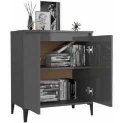 HAPPYSHOPPING Buffet Gris Brillant 60x35x70 Cm Agglomere 7 HAPPYSHOPPING Buffet Gris Brillant 60x35x70 Cm Agglomere -Buffet et enfilade Soldes 44636542 3