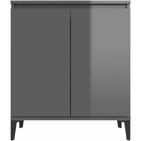 HAPPYSHOPPING Buffet Gris Brillant 60x35x70 Cm Agglomere 5 HAPPYSHOPPING Buffet Gris Brillant 60x35x70 Cm Agglomere – Image 5