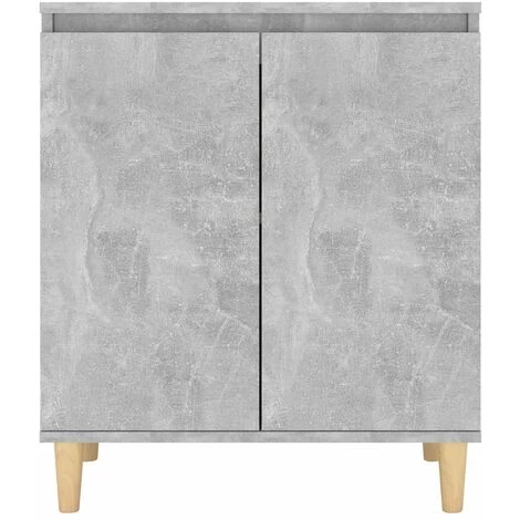 HAPPYSHOPPING Buffet Avec Pieds En Bois Gris Beton 60x35x70 Cm Agglomere 5 HAPPYSHOPPING Buffet Avec Pieds En Bois Gris Beton 60x35x70 Cm Agglomere – Image 5
