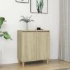 HAPPYSHOPPING Buffet Avec Pieds En Bois Chene Sonoma 60x35x70 Cm Agglomere
