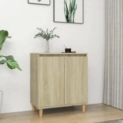 HAPPYSHOPPING Buffet Avec Pieds En Bois Chene Sonoma 60x35x70 Cm Agglomere